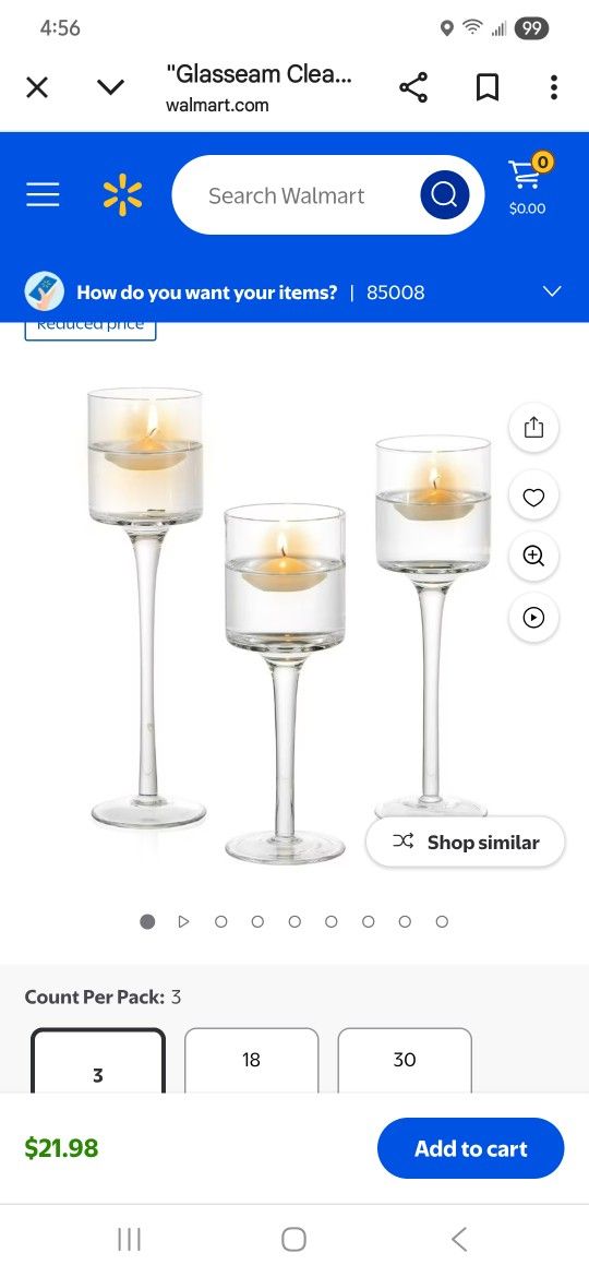 Set Of 3 Glass Candle Holders
