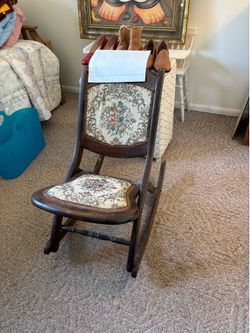 antique Victorian folding wood rocking chair