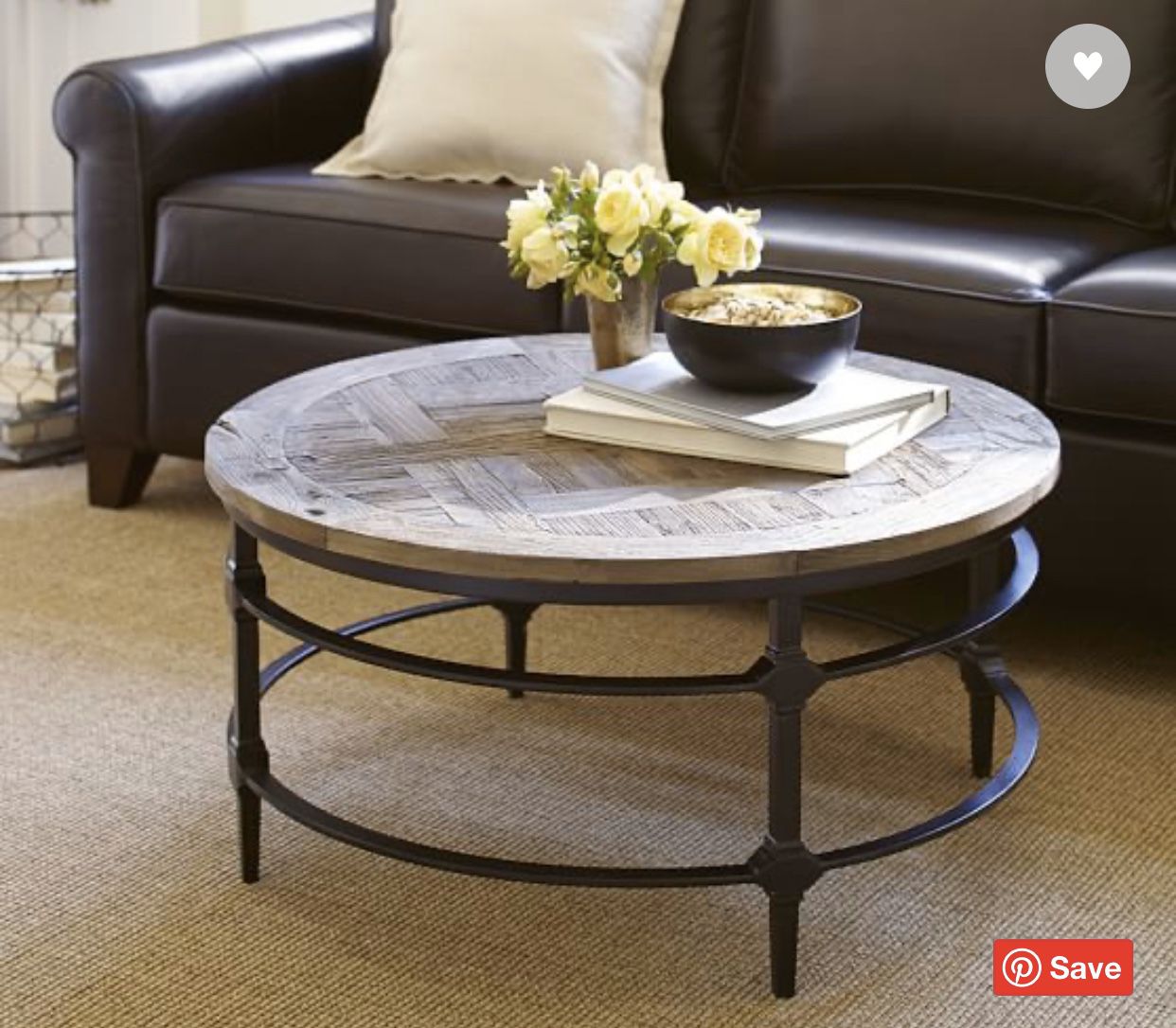 Parquet Reclaimed Wood Round Coffee Table, Pottery Barn