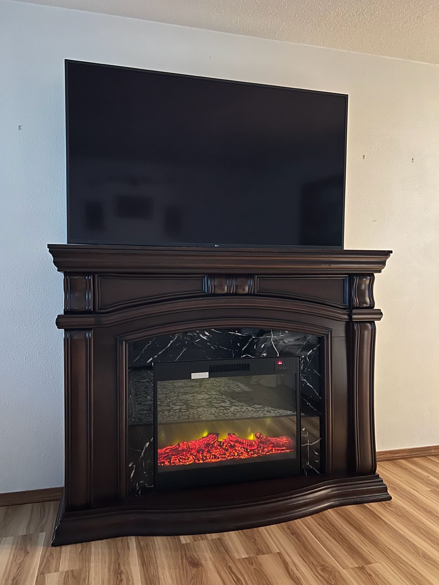 Large Electric Fireplace Console – Dark Wood Finish
