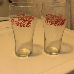 Vintage  rare set of 2 Coca Cola 12 oz 6” glasses