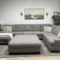 Large Grey Sectional Couch - Delivery Available 