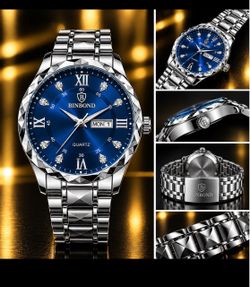 BINBOND Men’s woman and teenager Blue Dial Stainless Steel Watch – Quartz Day/Date #4