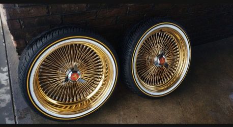 20" Staggered 24k Gold Plated 100 Spoke Wire Wheels With Vogue