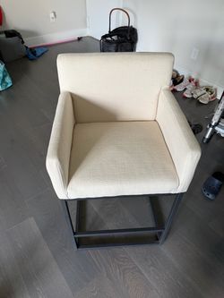 Upholstered Counter Stool with Metal Base