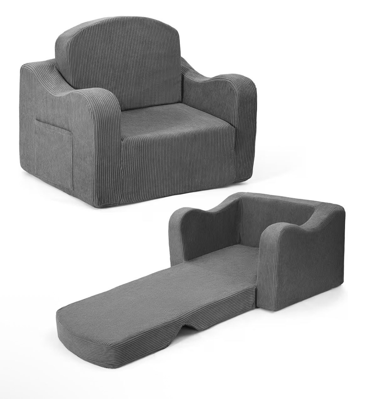 Gray 2-in-1 Foldable Kids Sofa Bed – Brand New in Package
