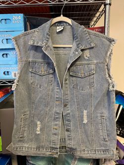 Distressed Denim Sleeveless Vest