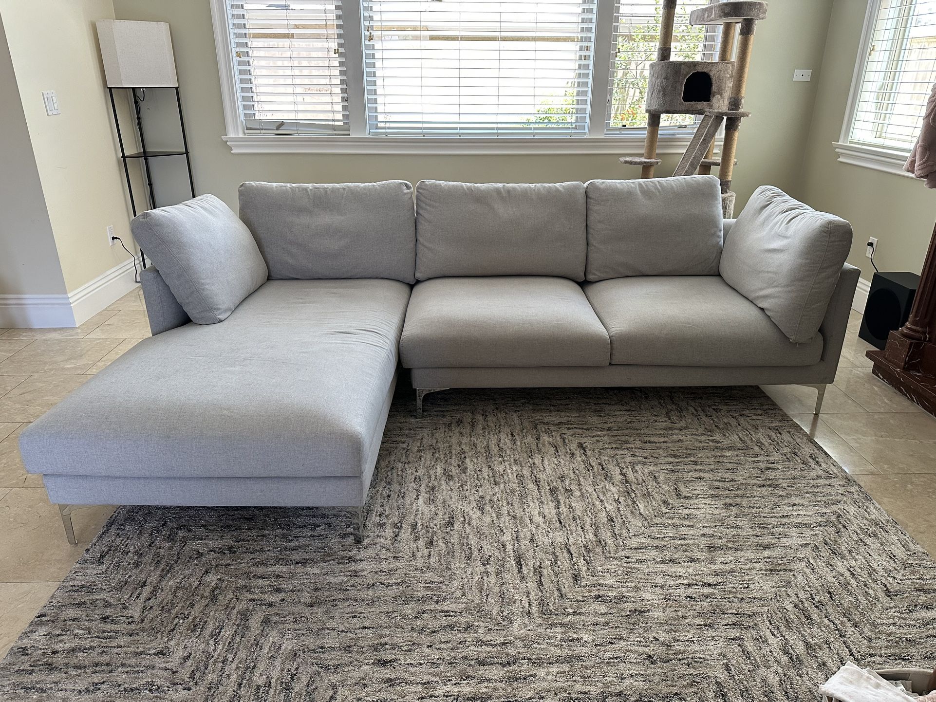Modern Grey Couch With Chaise Lounge