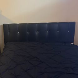 Black bed Frame With Headboard With Crystals 