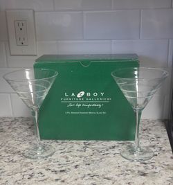 LA Z Boy Diamond Engraved Martini Glasses