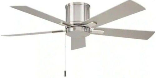 Hampton Bay Grantway 48 in. Indoor/Covered Outdoor Brushed Nickel Low Profile Ceiling Fan Without Light with Pull Chain Included