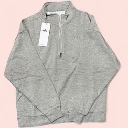 ALO Yoga 1/4 Zip Heather Grey Pullover 