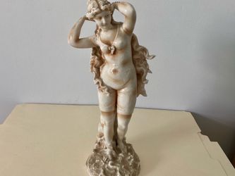 1890s Antique Porcelain Statuette 12” Tall Life-Like Female Siren Rudolstadt Germany Hand-Painted