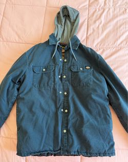 Water Repellent Duck Hooded Shirt Jacket  Size: Large