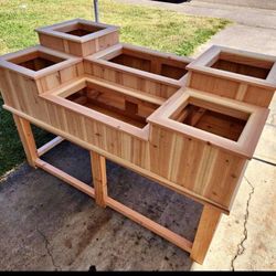 Beautiful privacy wall Frame Planter Box Garden Bed Outdoor Design cedar redwood AC pool equipment cover
