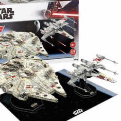 STAR WARS MILLENNIUM FALCON & X-WING STARFIGHTER SET 3 D PUZZLE .