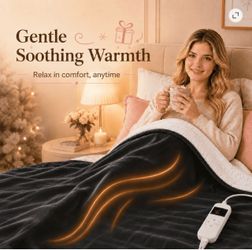 PYROEPLEEA Heated Throw Blanket 50 × 60 in, Flannel Sherpa, 6 Heat Settings, 1-12 Hour Auto Off, Machine Washable for Couch or Bed-Dark Gray