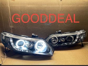 #OH98 2006-2011 HONDA CIVIC SEDAN HALO LED HALOGEN HEADLIGHT PAIR