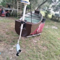 Vintage Aluminum Ganoe W/Evinrude Pedal Control Trolling Motor 