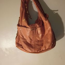 Brown Leather Hobo Bag with Braided Handles