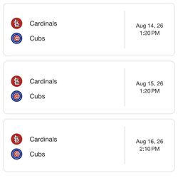 Cubs Vs Cardinals- August 14-16