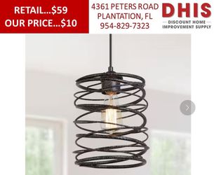 LNC Industrial 8 in. 1-Light Distressed Vintage Silver Pendant NEW