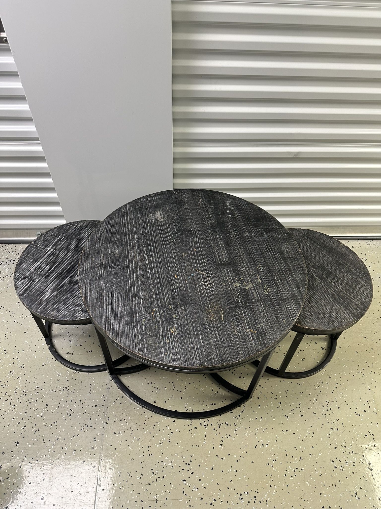 π€ 3-Piece Nesting Coffee Table Set β Industrial Style β $75 (OBO)