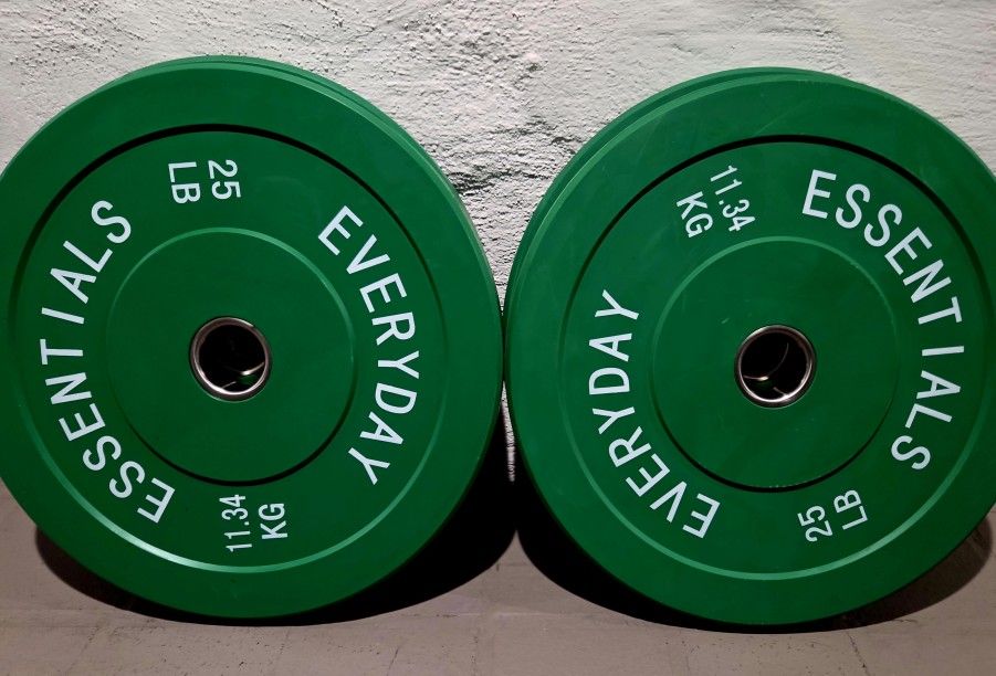 $1/LB Olympic Bumper Plates w/ Stainless Steel Hub GREEN 25lbs PAIR
