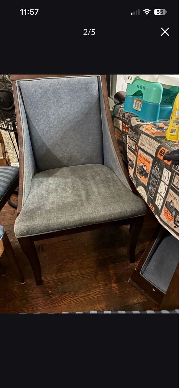 6- Blue Upholstered Dining Chairs / Pick Up off Blanco Road for Sale in ...