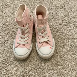 Girls Size 13.5 Converse Pink with Hearts