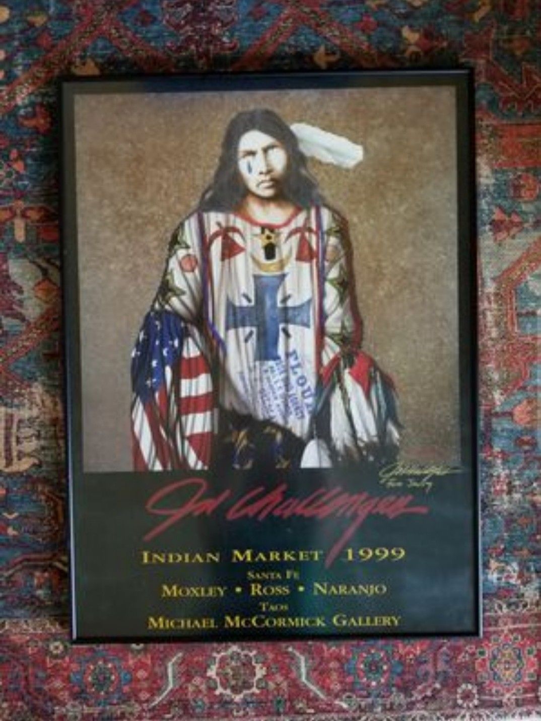 Colorful JD Challenger Framed Print "The Final Solution" Native American Indian Art Picture 24 x 36