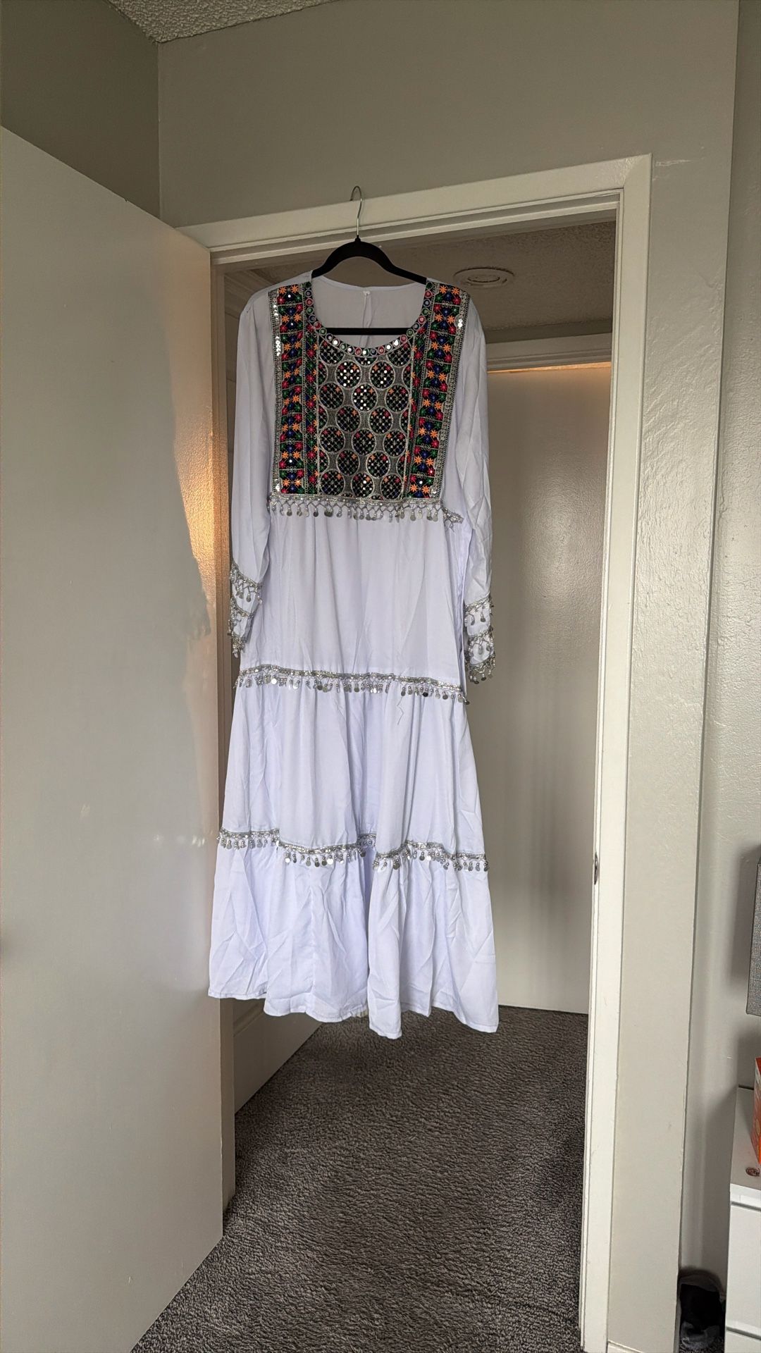 Afghan Watani White Dress