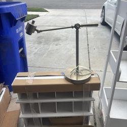 Lamp And Store Shelf With 2 Sets Of Cubbies 