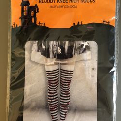 BRAND NEW Bloody knee-high ( One Size) Halloween socks For Costume