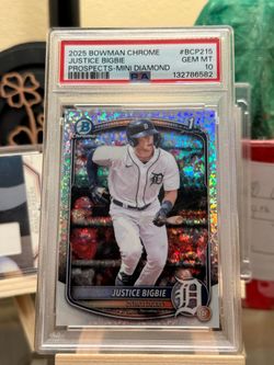 Justice Bigbie 1st Bowman/ mini Diamond 💎 PSA:10