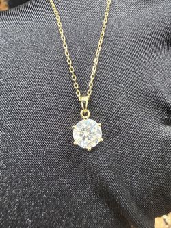 1.5 Carat VVS1 Moissanite Gold Over 925 Silver Solitaire Necklace