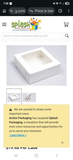 7"x7"x2.5"  white treat box w/window