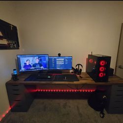 Ikea Desk (Butcher Block Countertop + 2 Alex Drawers
