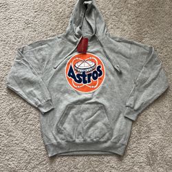 Houston Astros Sweatshirt Mens Large Gray Heather Mitchell & Ness Fleece Hoodie