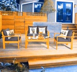 New 4-Piece Acacia Wood Chat Set 