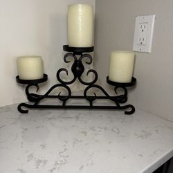 Black Wrought Iron 3 tier Candle Holder