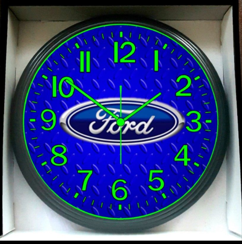 Wall Clock Ford F-150 Mustang Shelby Truck Garage Shop Glow In Dark Wall Clock