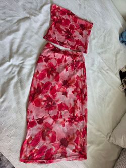 Floral Two-Piece Crop Top and Midi Skirt Set