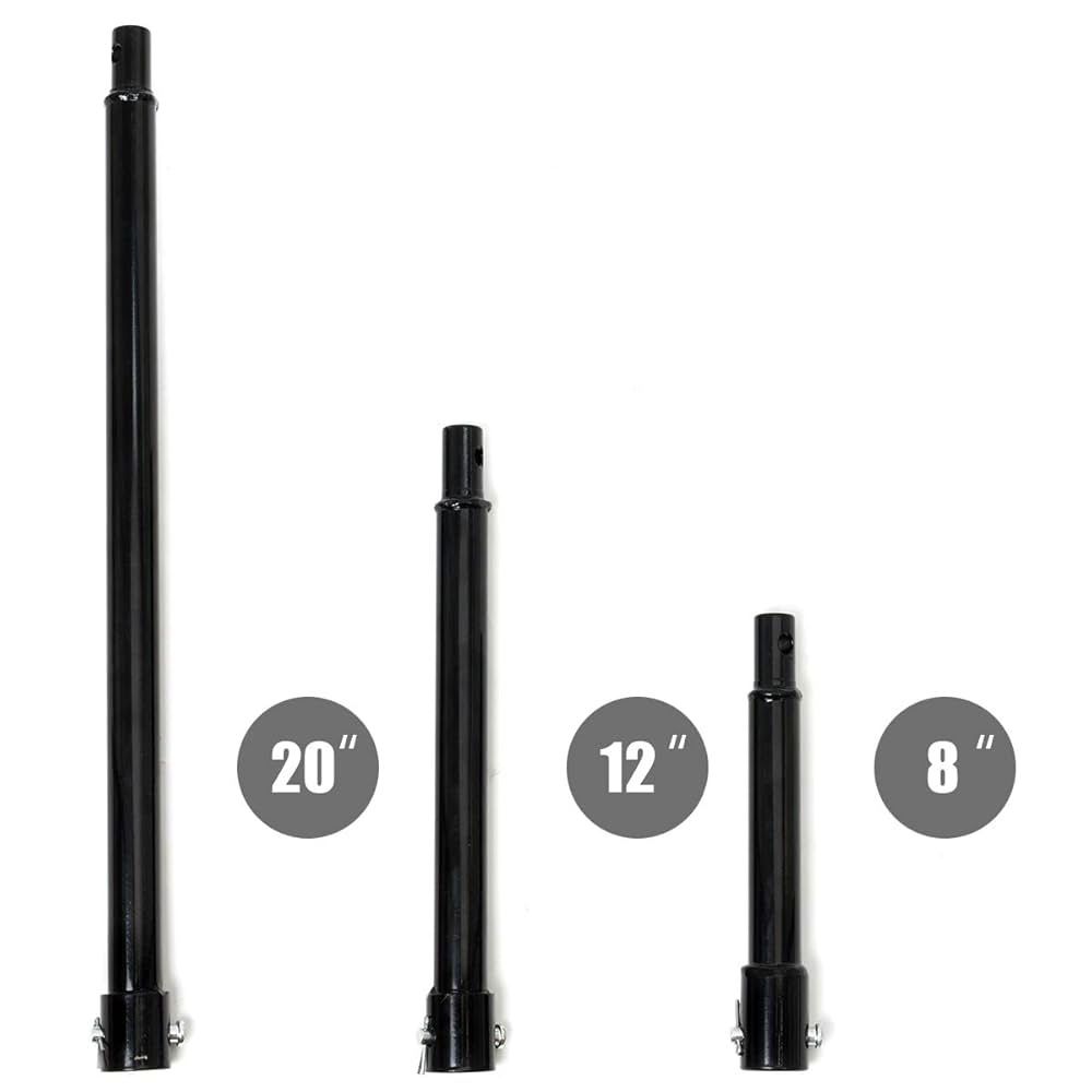 3 Pieces Auger Extension Drill Bits (8", 12", 20" Length) Extension Earth Ice Auger Extension Set Post Hole Digger Replacement Compatible to 3/4" Shaf