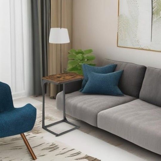 C-Shaped End Table, Side Table for Sofa, Couch Table with Metal FrameβοΈβοΈβοΈ