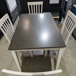 Table and Chairs Set (White And Grey)