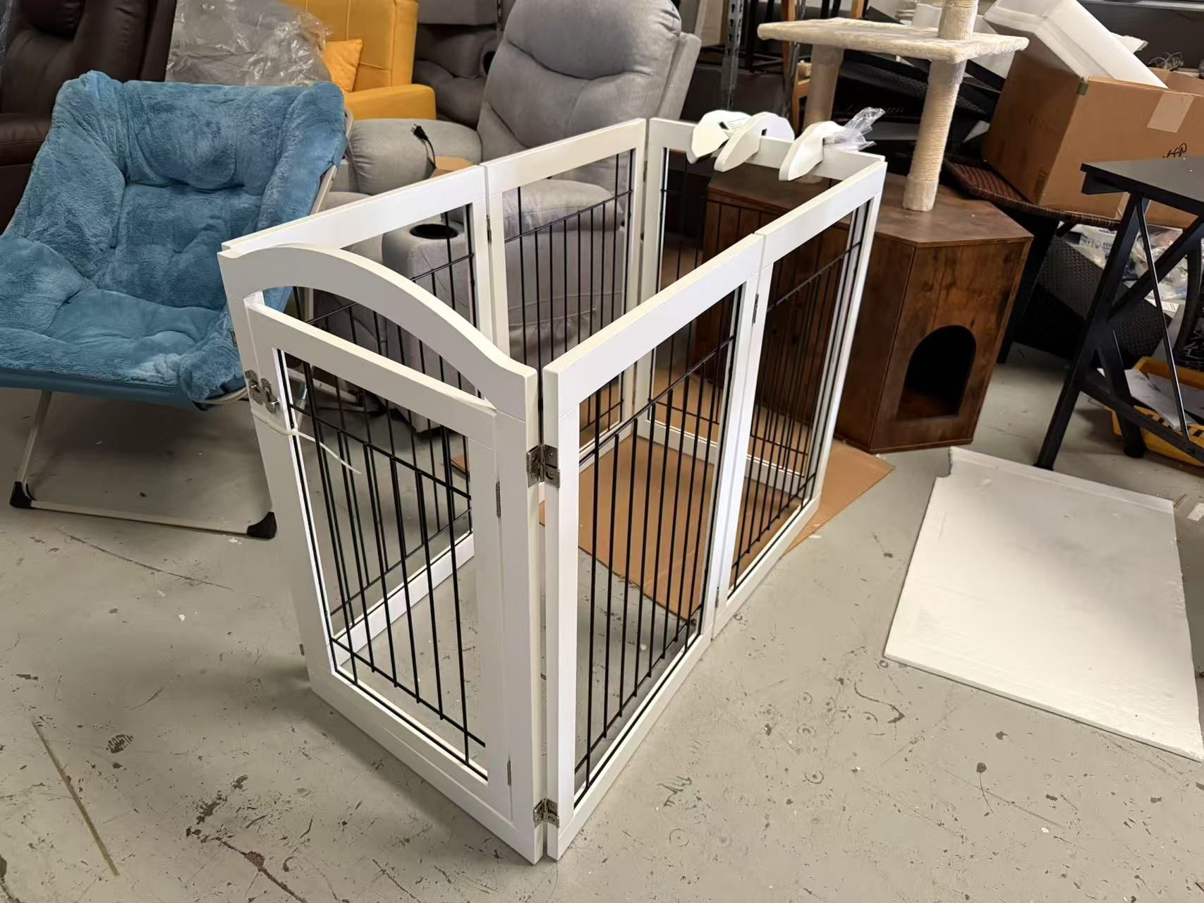 New 32-inch Tall Dog Gate with Door Extra Wide Pet Gate for Dogs