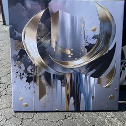 Designart Contemporary Abstract  Gold Square Canvas Wall Art