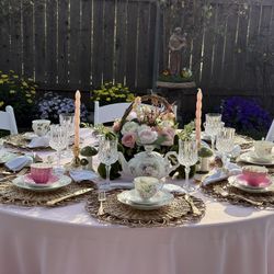 Tea Party Table Setup Decor For Birthdays, Baby showers, Etc