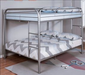 Brand New Silver Solid Metal Full over Full Bunk Bed